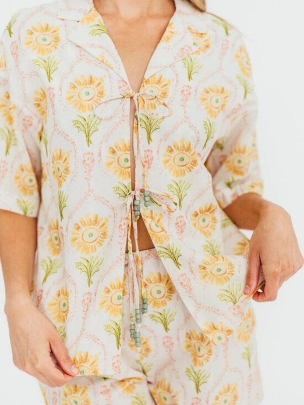 Aureum Tie Front Cotton Blouse M